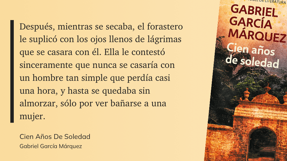 Después, mientras se secaba, el forastero le suplicó con los ojos llenos de lágrimas que se casara con él. Ella le contestó sinceramente que nunca se casaría con un hombre tan simple que perdía casi una hora, y hasta se quedaba sin almorzar, sólo por ver bañarse a una mujer.